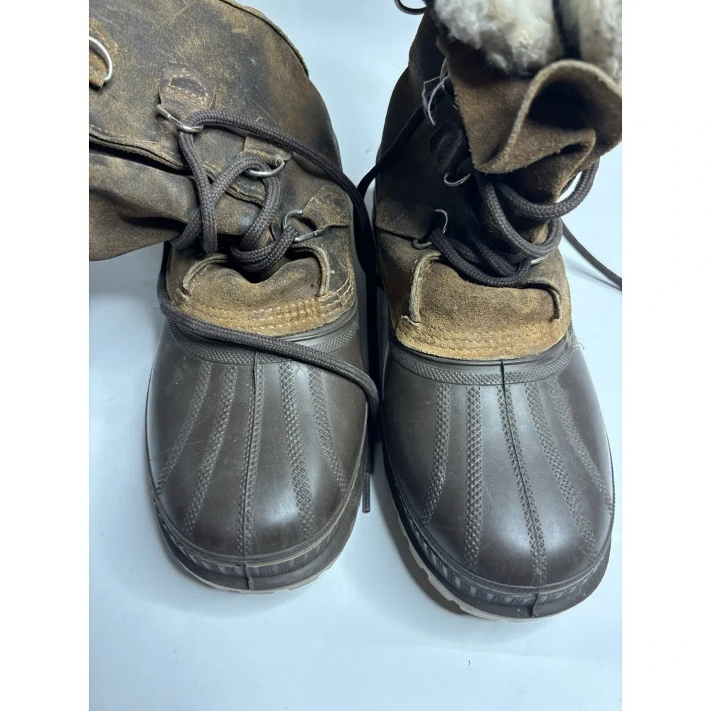 Sorel Kaufman Steel Shank Men's 7 Rubber Suede Brown Winter Snow Boots Canada